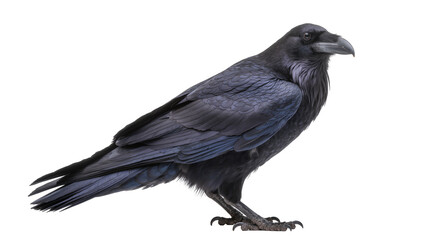 Obraz premium Black raven bird with dark feathers, isolated on transparent background