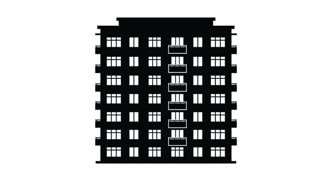 Multi story building silhouette against a white background a stark architectural representation silhouette architecture urban