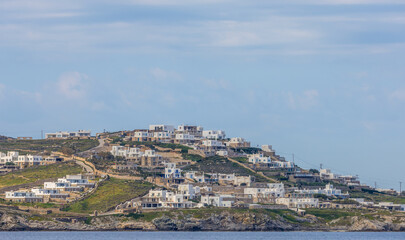 Obraz premium Beautiful aerial panoramic view of the island of Mykonos, Greece 