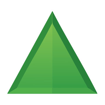 3D Rendered Green Triangle on White Background
