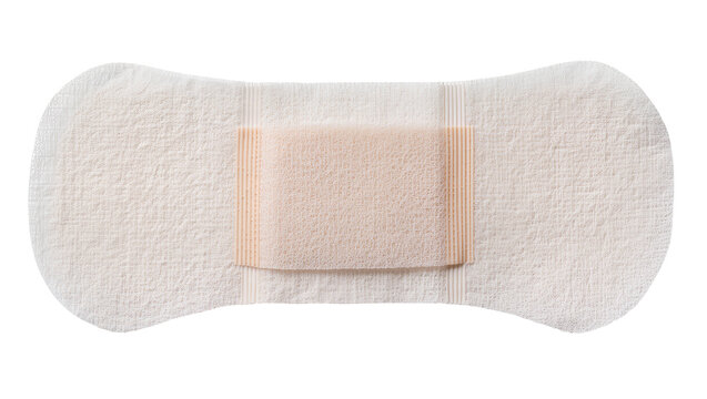 Soft fabric bandage with adhesive strips, isolated on transparent background