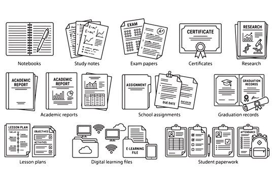 Education and Academic Document Vector Icons