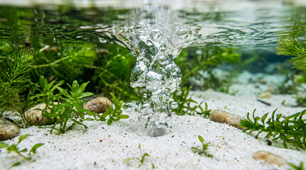 Fototapeta premium Crystal Clear Natural Spring Bubbling Up From A Bed Of Clean White Sand And Water