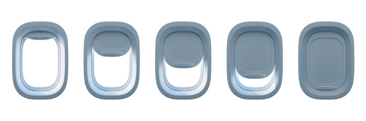 Airplane window, view from inside the cabin. Travel and air travel concept. Design mockup. © Valentina Shilkina