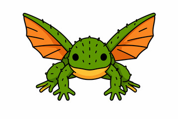 Fototapeta premium Cartoon winged frog with vibrant colors.