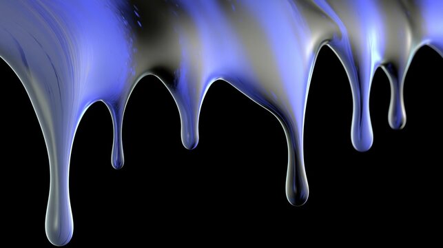 Liquid Paint Drips Loop With Dark Background and Blue Tones in Motion
