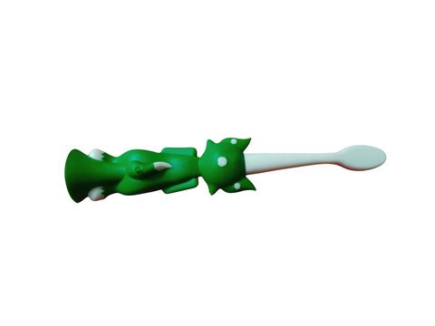 Green plastic toy toothbrush for children