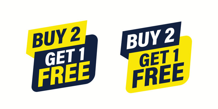 Vibrant Buy 2 Get 1 Free Sale Banners - Yellow and  Blue Promotional Designs