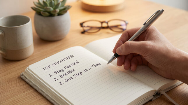 Stay focused during your planning session as you write down your top priorities in cozy workspace