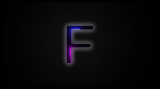 Neon letter F with alpha channel, letters and alphabet in neon style with a transparent background