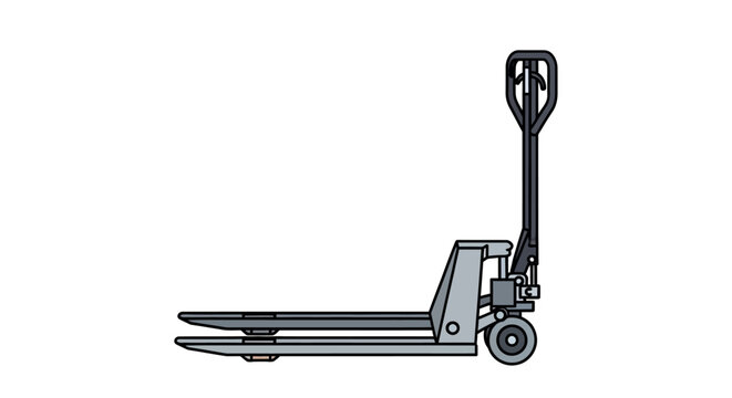 Vector illustration of a manual pallet jack, an essential industrial material handling tool designed for efficiently moving heavy loads across warehouse and factory floors