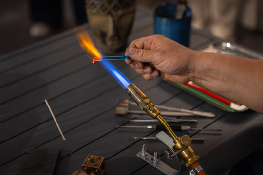 Lampworking Making glass bead. Lampwork studio	