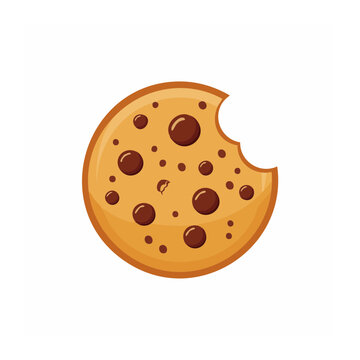 Cartoon chocolate chip cookie with bite marks