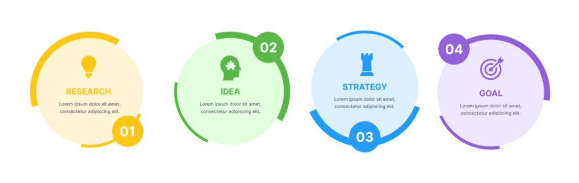 Business infographic process diagram template with workflow timeline data visualization marketing strategy steps and corporate presentation design