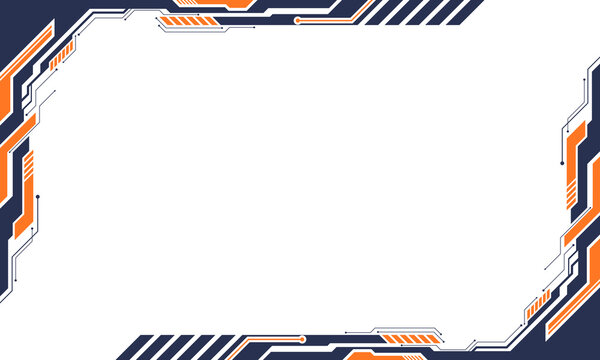 Futuristic Mecha Cyberpunk Frame, Modern Technology Geometric Border Background, Abstract Sci-Fi Stream Overlay Vector Illustration