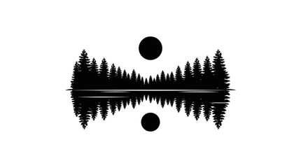 Pine Forest Reflection Minimalist Vector Illustration © Naswi