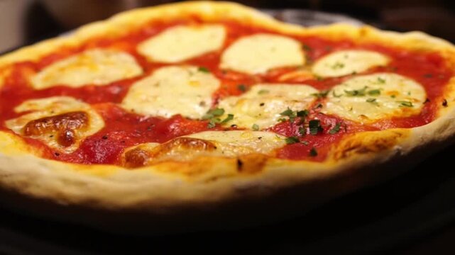 Putting fresh oregano on a pizza