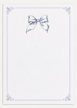Elegant bow and decorative border on blank vintage paper, creating formal invitation or certificate template