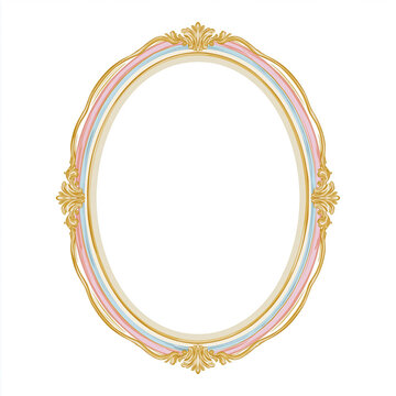 Gilded rococo frame displaying pastel colors, elegant oval architecture for decorative borders and vintage design
