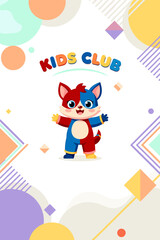 Fototapeta premium A colorful and playful illustration of a cartoon cat character with a 