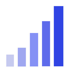 Fototapeta premium Rising Bar Chart with Blue Indigo Gradient on White Background