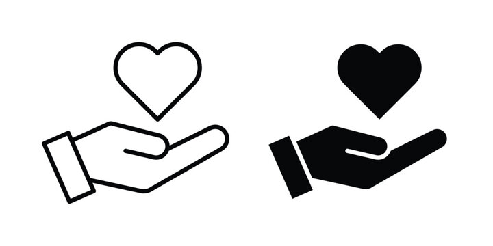 Heart in hand icon