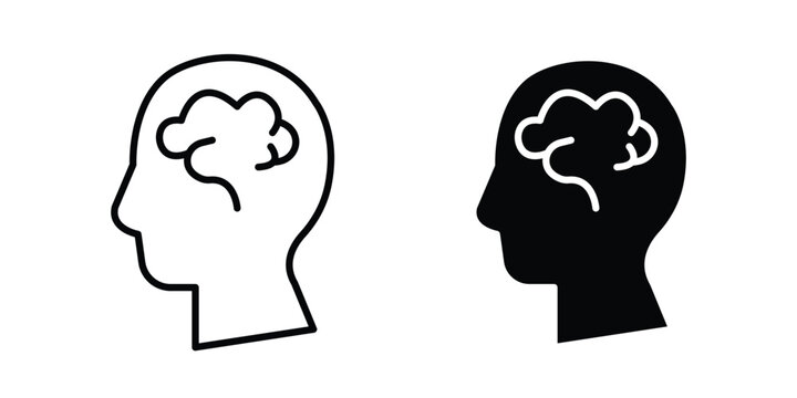 Human head with the brain icon