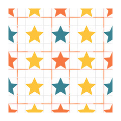 Obraz premium Colorful Star Pattern on White Grid Background