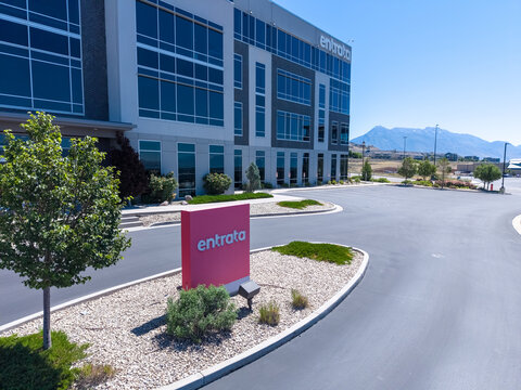 Lehi, Utah, United States - June 13, 2026: Entrata company building with logo visible.