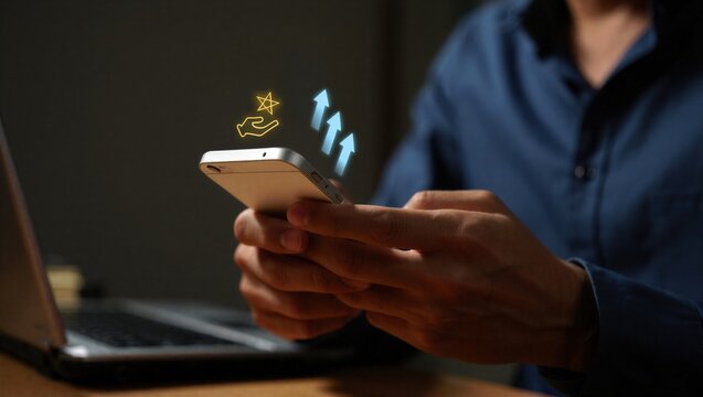 Loyalty rewards and redeem points concept on mobile app, showing customer engagement, bonus benefits, cashback, and membership rewards that increase satisfaction and long-term brand loyalty.