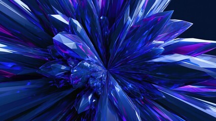 Obraz premium Abstract blue purple crystal tunnel with starburst light rays