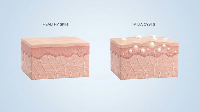 Milia Cysts Keratin Filled Skin Papules Cross Section

