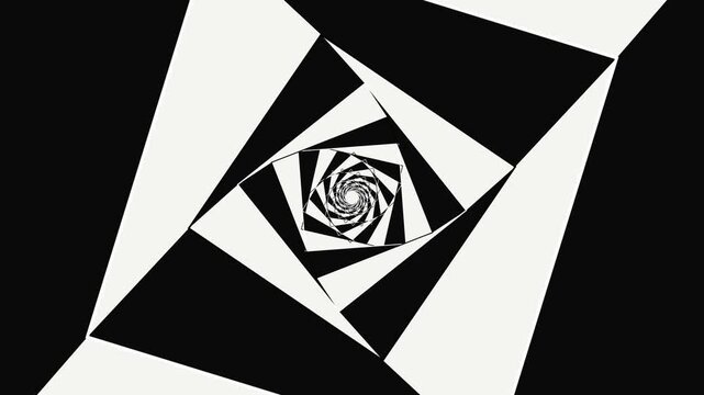 Dynamic spiral pattern made of black and white shapes