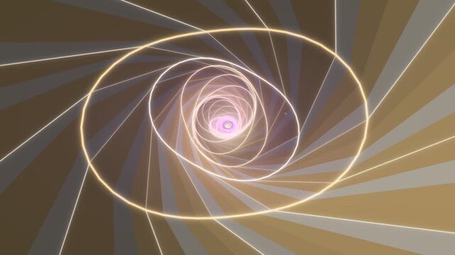 Motion graphics of a spiral design in pastel colors with lights