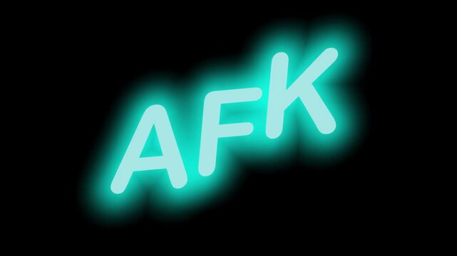 Glowing Cyan Neon Badge 'AFK' Seamless Loop on Transparent Alpha Channel, Ideal for Gamers and Twitch Streamers