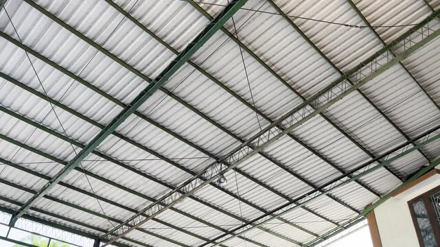 Modern Steel Roof Truss Structure Low Angle View