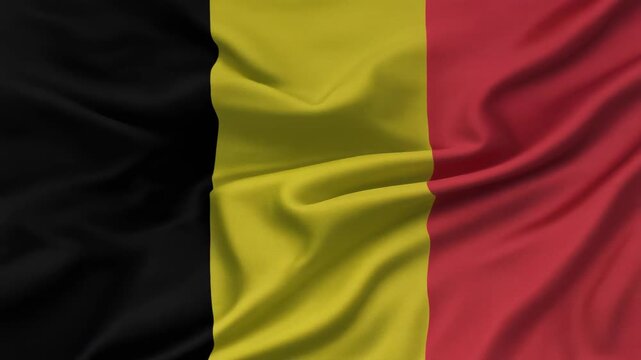 Waving Vertical Tricolor Flag of Belgium 4K Generative AI