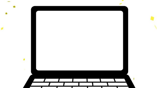 パソコン, スマホ, PC, 紙吹雪, 集中線, 効果線, 漫画, ノートパソコン, コンピュータ, ノート, テクノ, ビジネス, モニター, サイバー, コミュニケーション, オフィス, ネットワーク, 鍵盤, 正月, クリスマス, メリークリスマース, 携帯, 電話, ハロウィン, Personal computer, smartphone, PC, confetti, speed line
