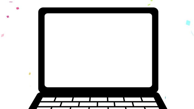 パソコン, スマホ, PC, 紙吹雪, 集中線, 効果線, 漫画, ノートパソコン, コンピュータ, ノート, テクノ, ビジネス, モニター, サイバー, コミュニケーション, オフィス, ネットワーク, 鍵盤, 正月, クリスマス, メリークリスマース, 携帯, 電話, ハロウィン, Personal computer, smartphone, PC, confetti, speed line