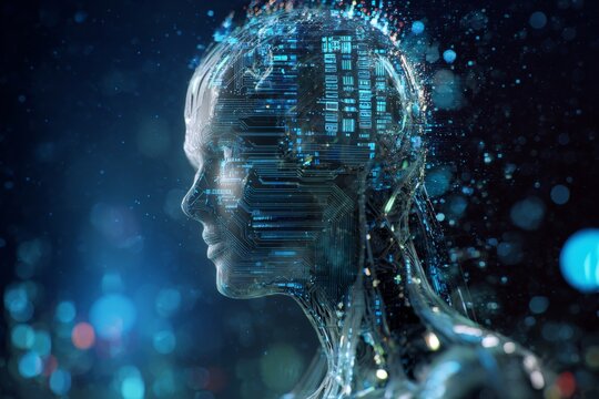 Futuristic ai: visualizing the future with data-driven insights. Neural interface. Futuristic display: ai technology core system in action. Machine intelligence. Cyber mindset.