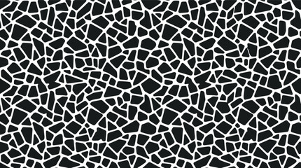 Fototapeta premium Seamless pattern featuring a geometric mosaic of black polygons separated by thick white lines creating a grid like structure on a flat surface