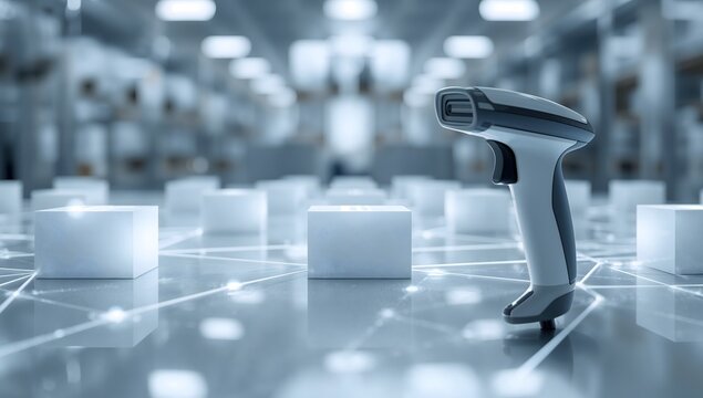 Supply chain visibility concept with transparent glasswareansparent