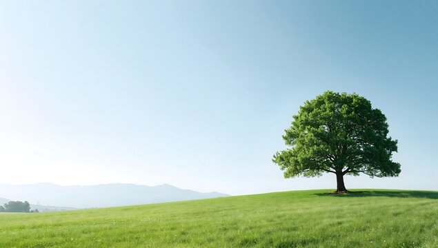 Majestic lone pine tree placed on the right with soft studio lighting