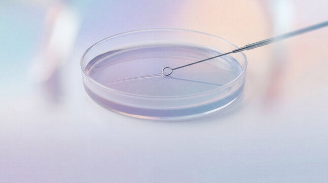 Colorful laboratory petri dish with single subject focus