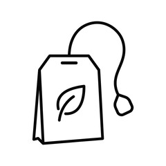 Fototapeta premium Tea bag with tag outline icon beverage infusion breakfast pictogram isolated illustration refreshing