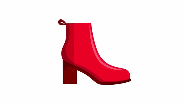 Shiny bright red leather ankle boot epitomizes elegance with stylish high heel, perfect for fashion blogs, shoe advertisements, and trendy designs.