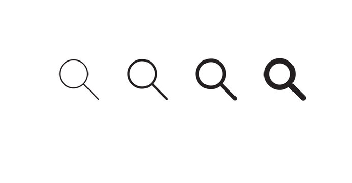 "Magnifying glass icons with progressive thickness"