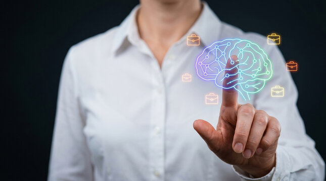 Business start up bootstrap strategy business growth planning hand touch virtual brain