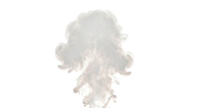 Gray smoke rising isolated on white background fog effect