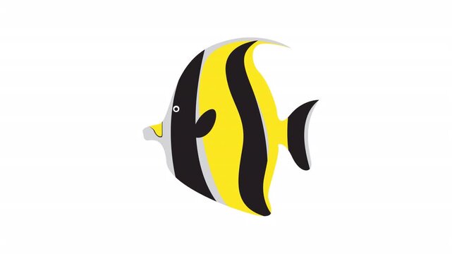 Moorish idol fish icon with bold yellow, black, and white graphic pattern perfect for web design, logos, and marinethemed projects.